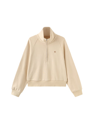 High Neck Zip Up Sweatshirt