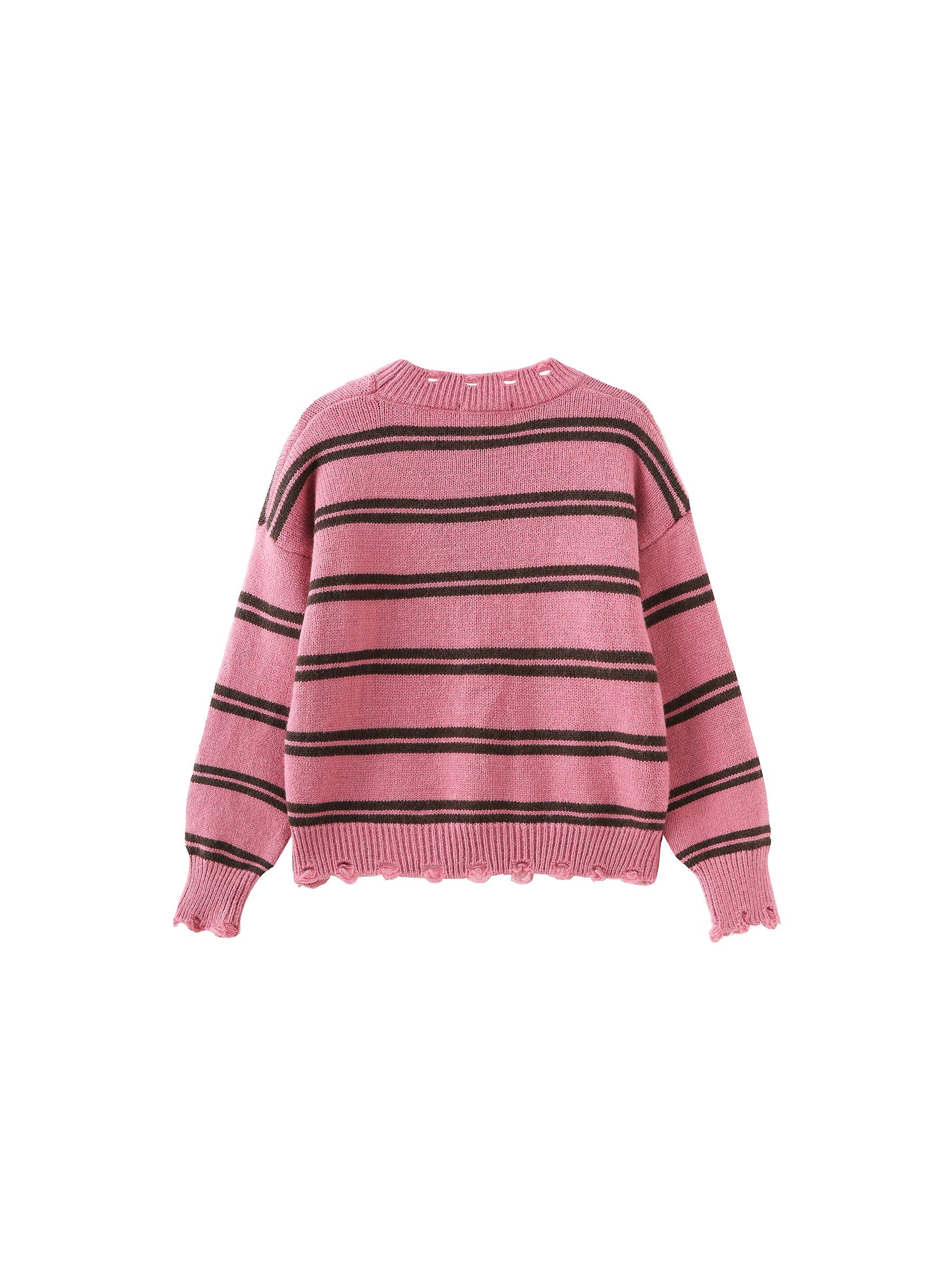 Distressed Striped Knit Sweater-19