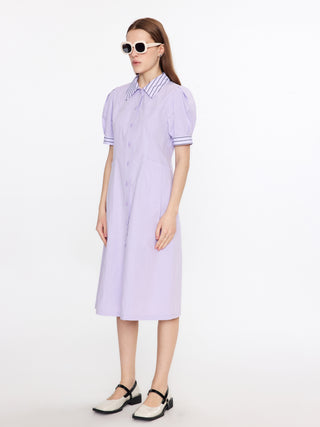 Short Puff Sleeve Midi Dress