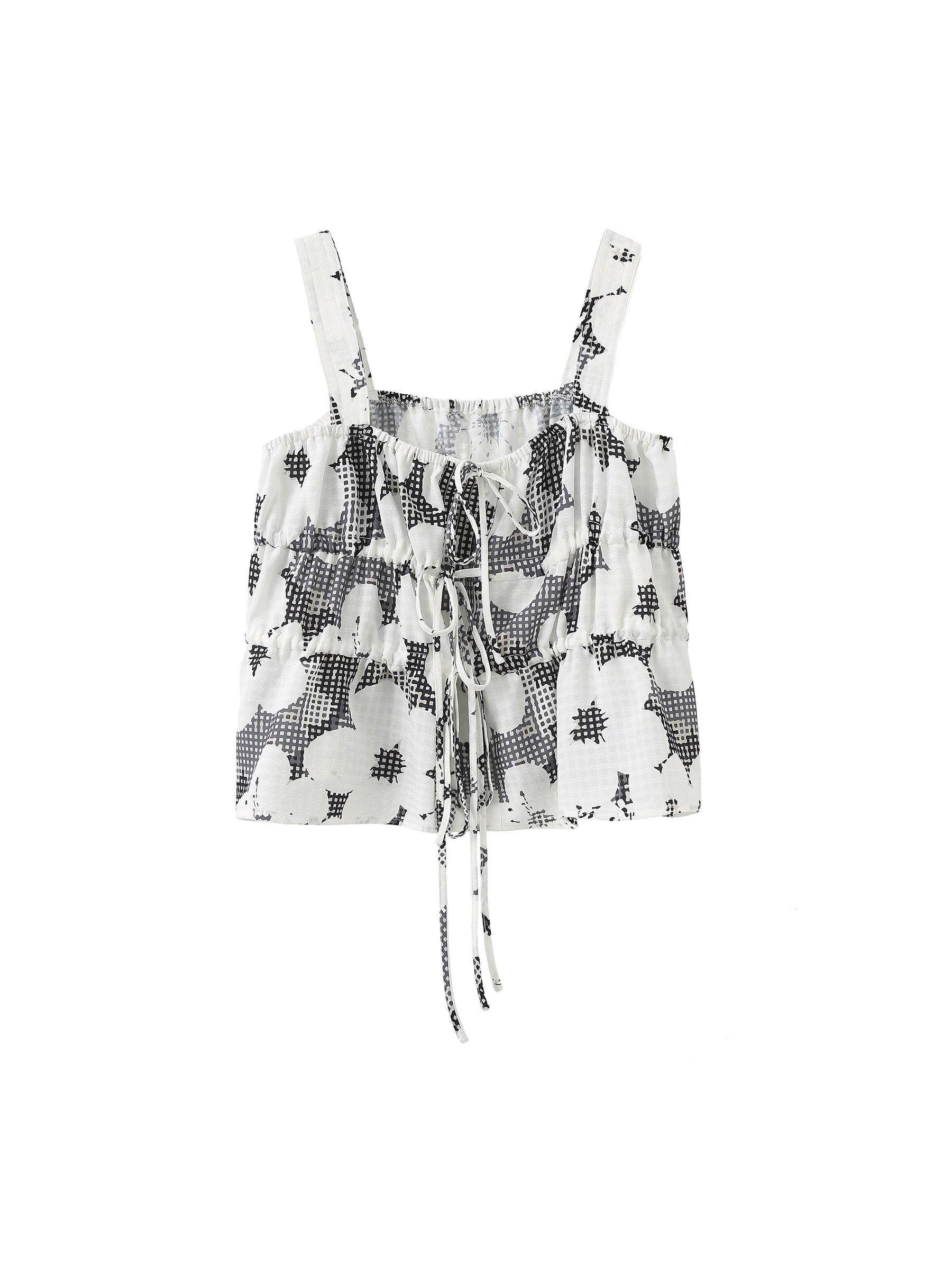 Sleeveless Tiered Floral Blouse-15