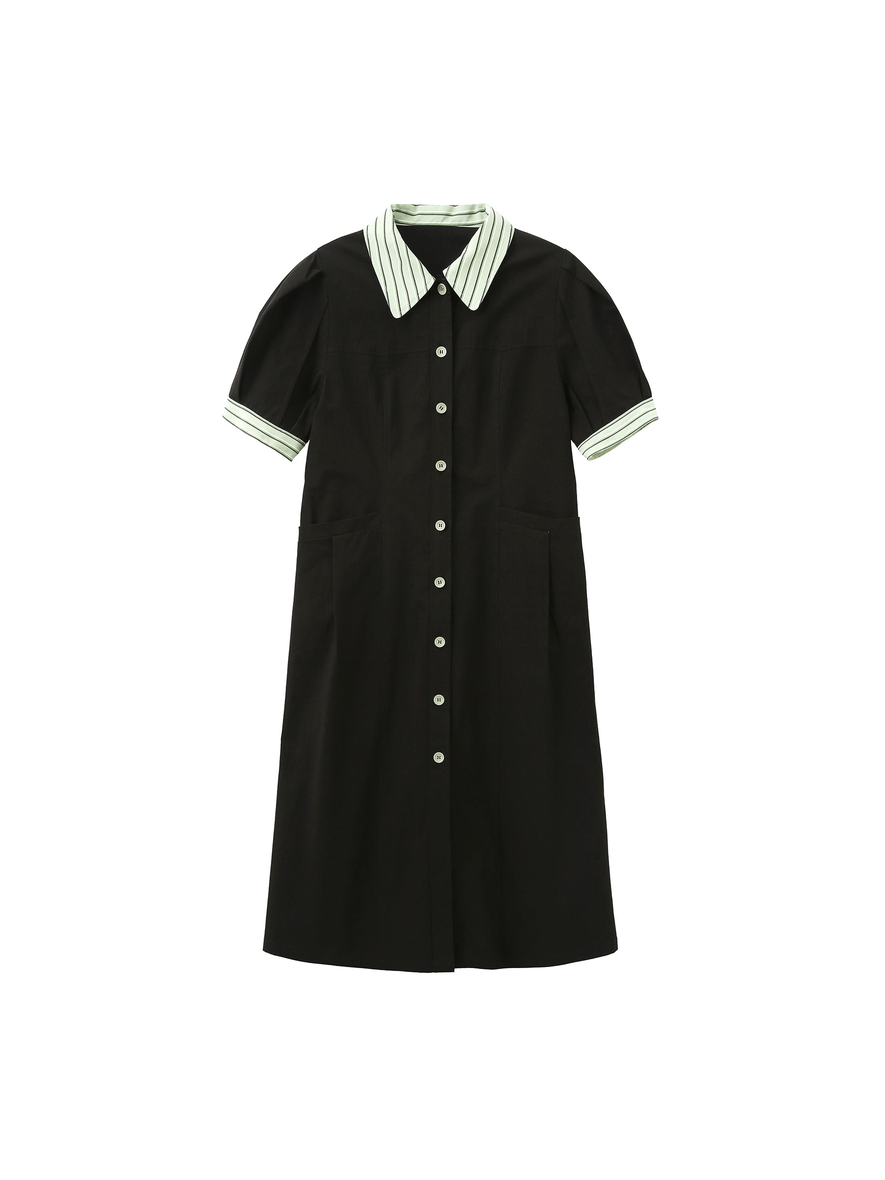 Short Puff Sleeve Midi Dress-6
