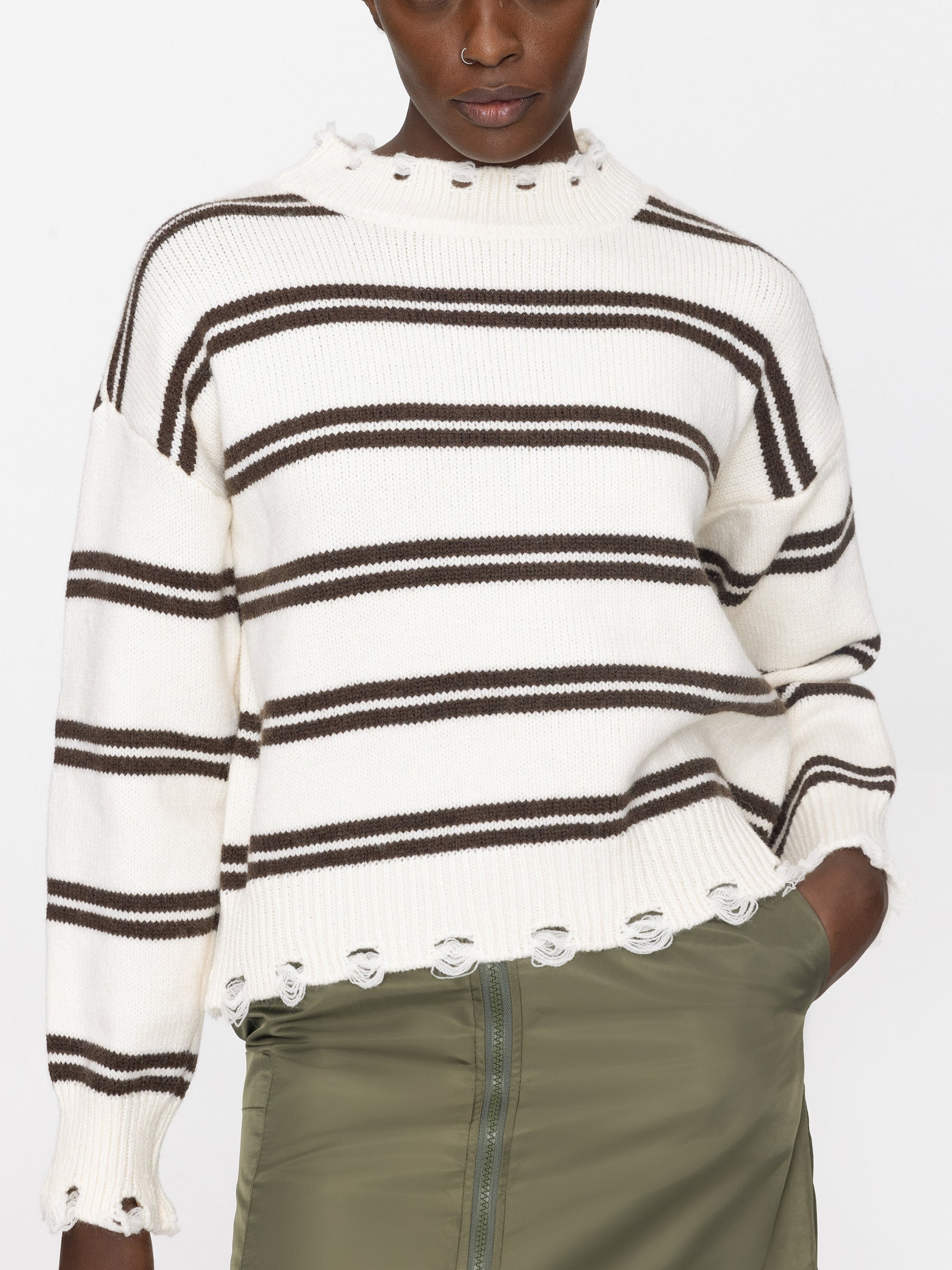 Distressed Striped Knit Sweater-26