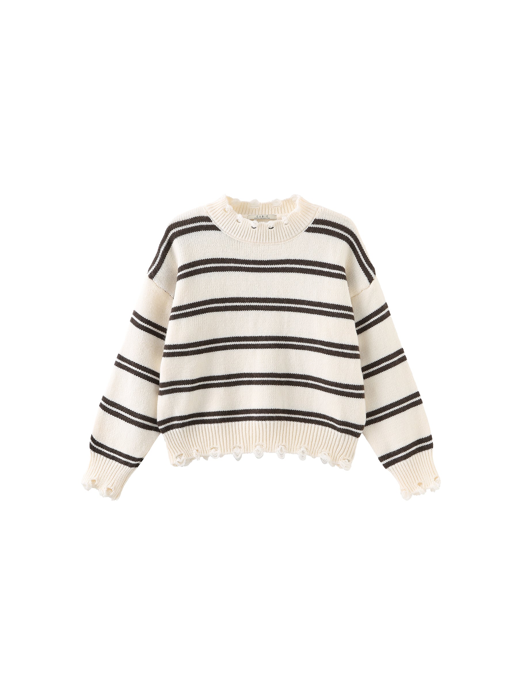 Distressed Striped Knit Sweater-27