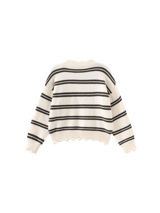 Distressed Striped Knit Sweater