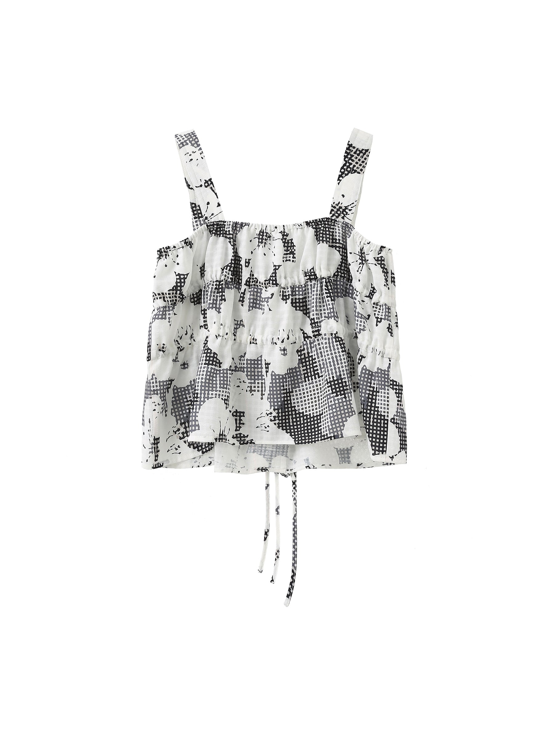 Sleeveless Tiered Floral Blouse-16