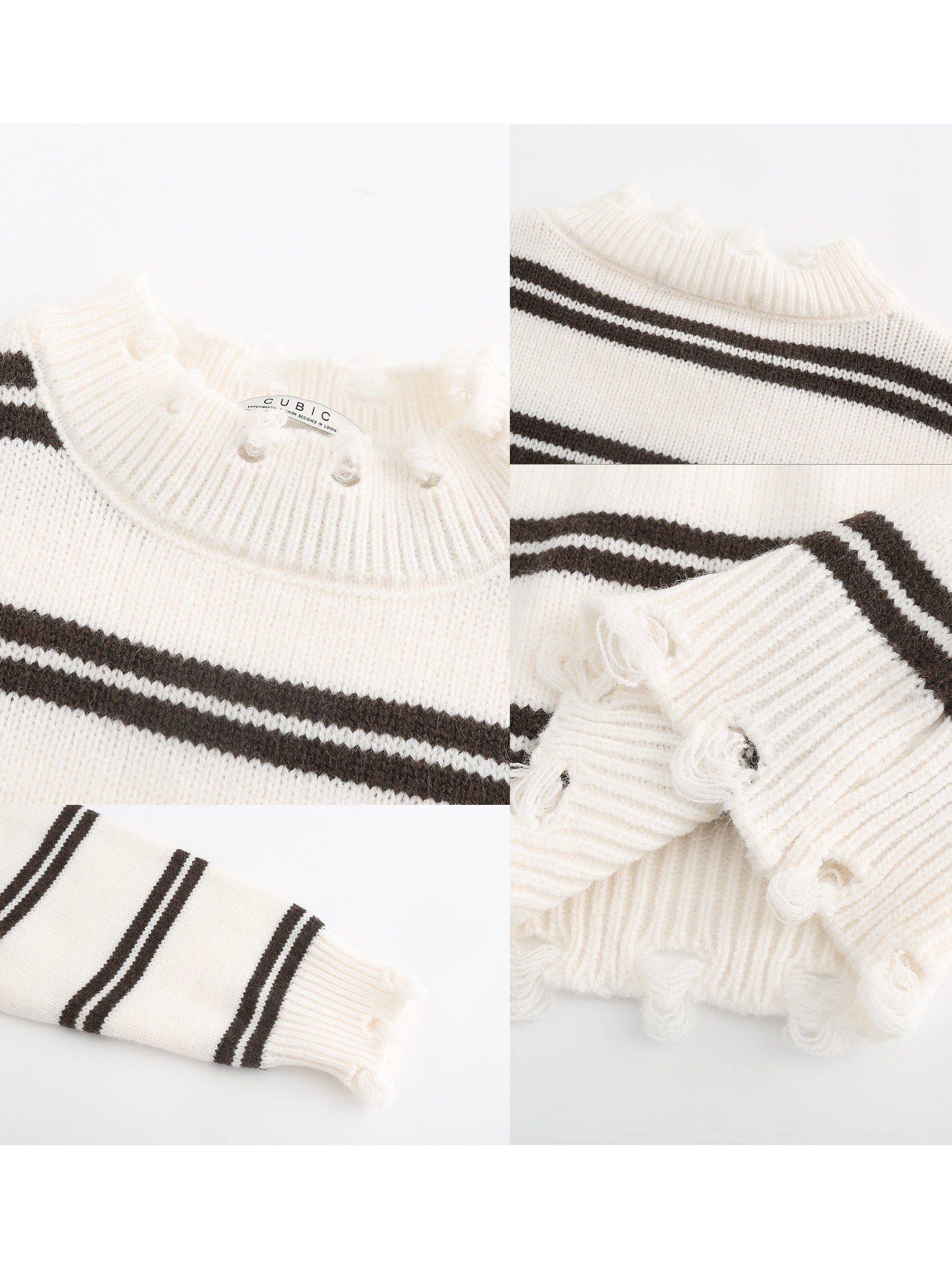 Distressed Striped Knit Sweater-30