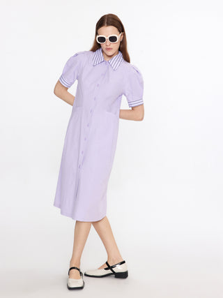 Short Puff Sleeve Midi Dress