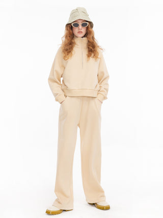 High Neck Zip Up Sweatshirt
