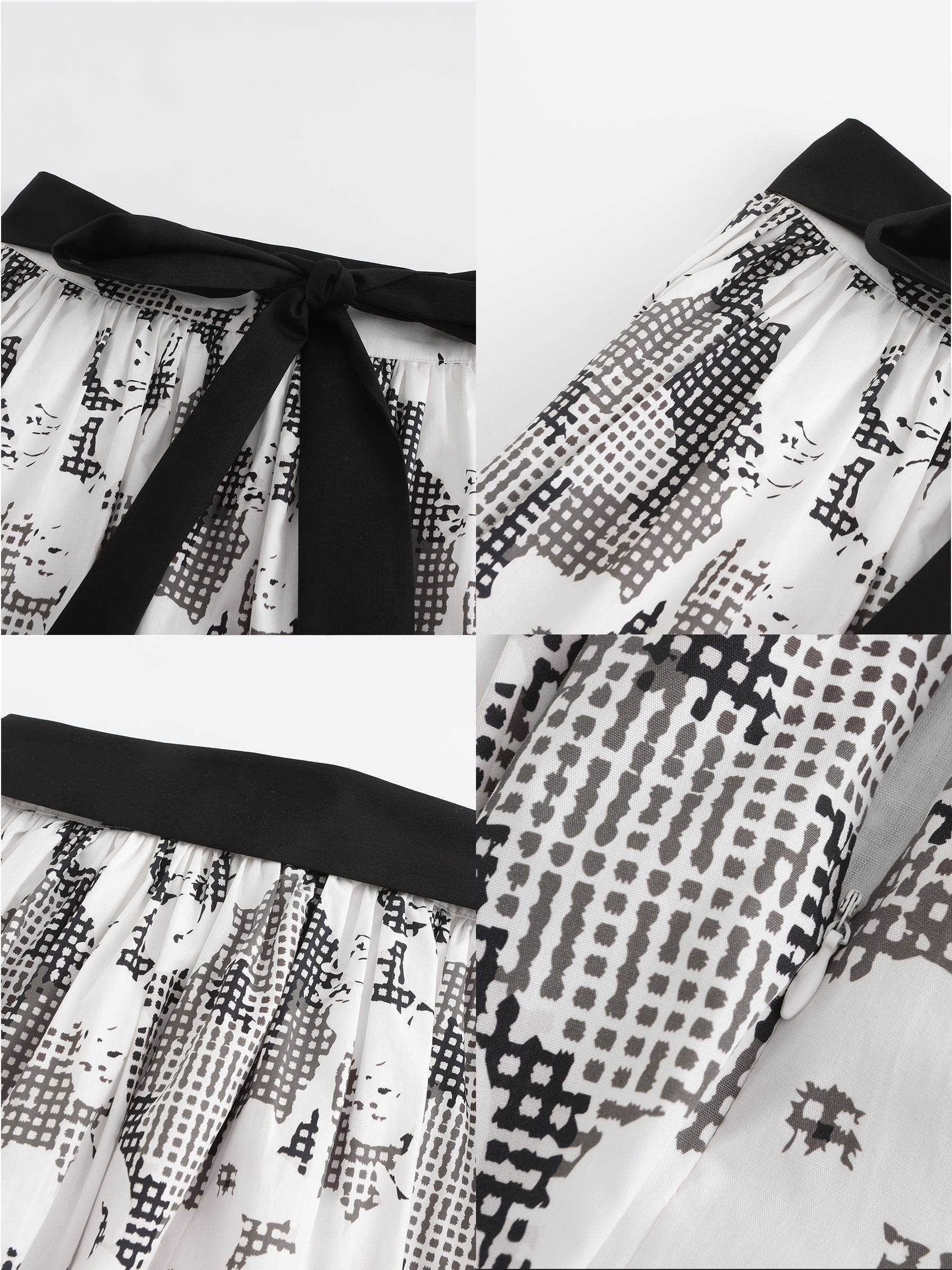 Plaid and Floral A-line Midi Skirt-17