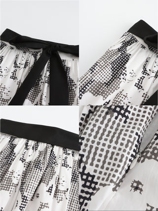 Plaid and Floral A-line Midi Skirt