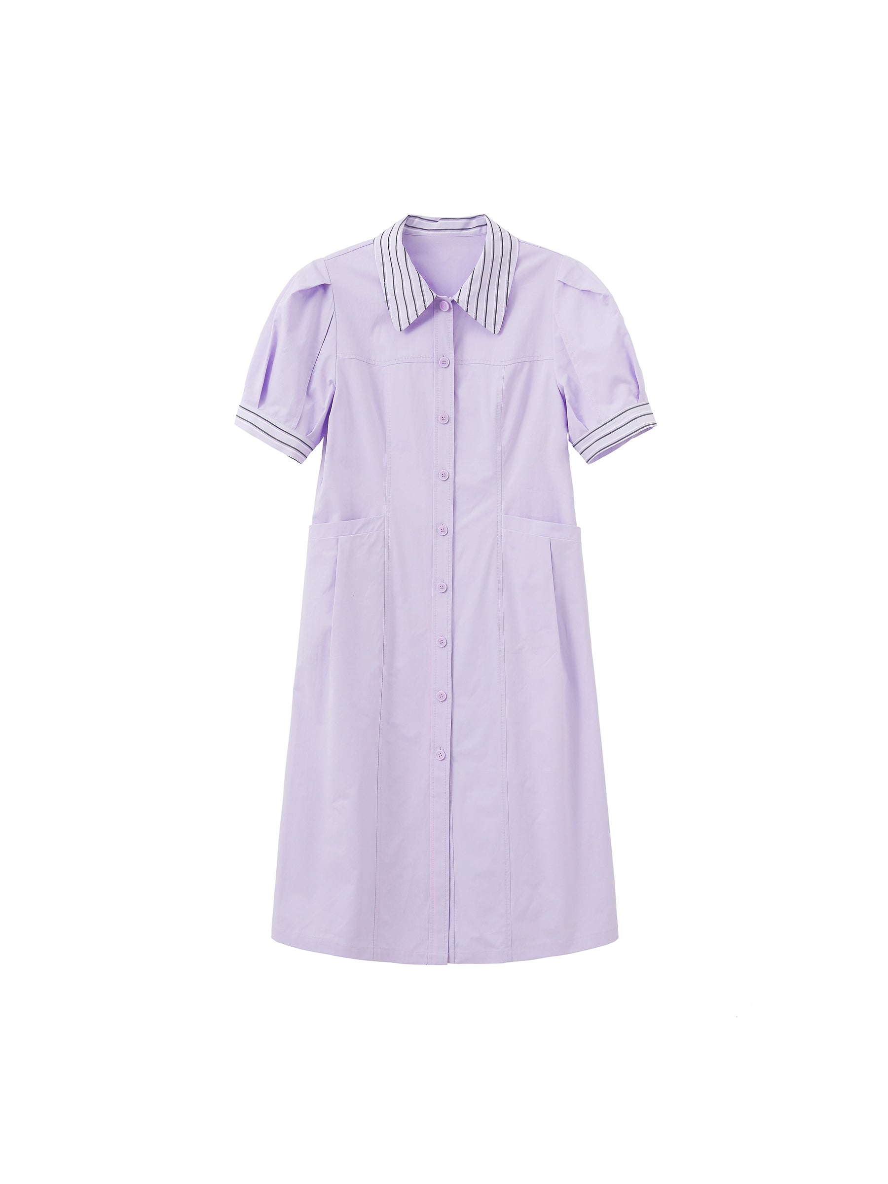 Short Puff Sleeve Midi Dress-13