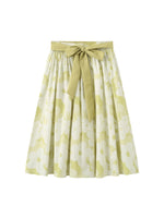 Plaid and Floral A-line Midi Skirt