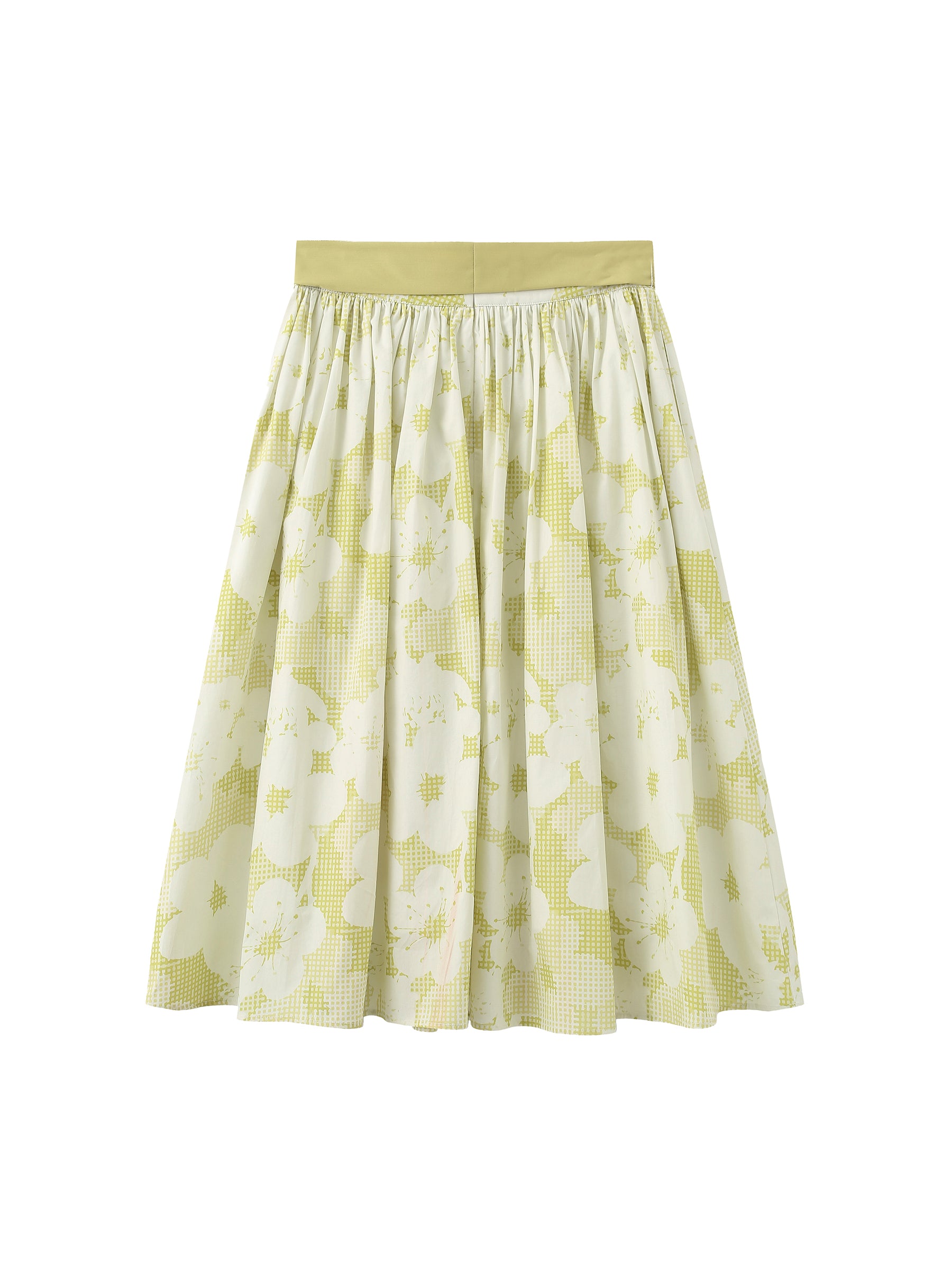 Plaid and Floral A-line Midi Skirt-8