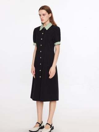 Short Puff Sleeve Midi Dress