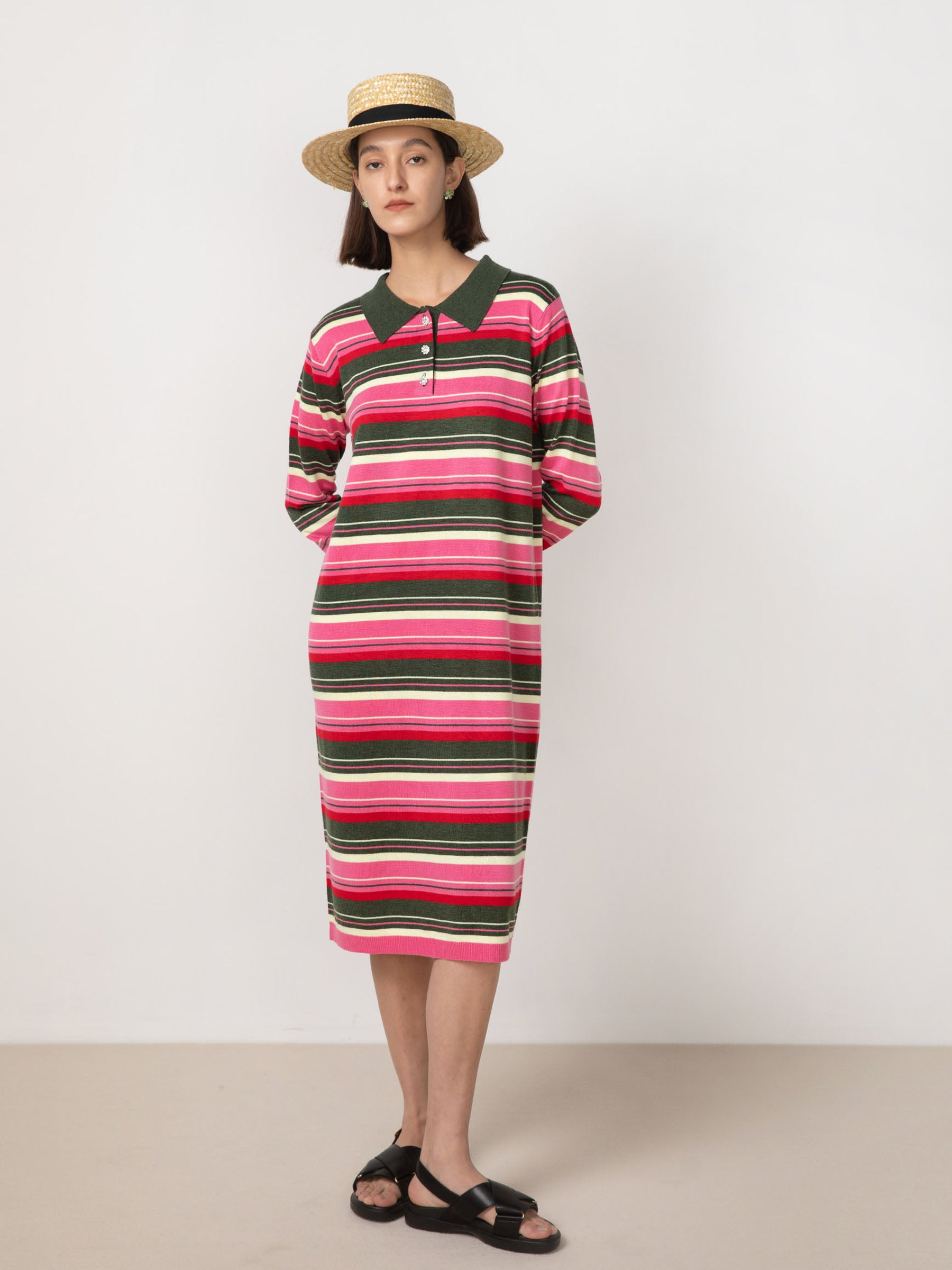 Striped Polo Knit Dress