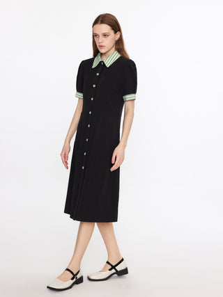 Short Puff Sleeve Midi Dress