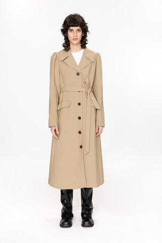 Puff Sleeve Single Breasted Trench Coat