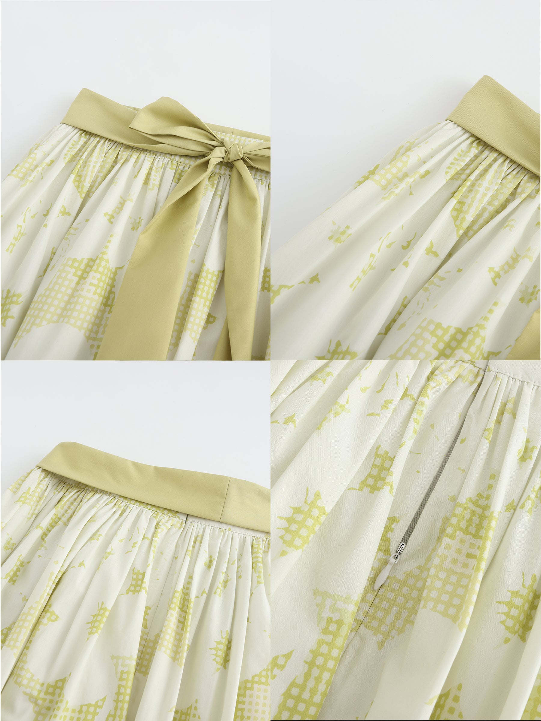 Plaid and Floral A-line Midi Skirt-9
